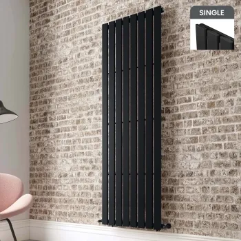Faro Matt Black Single Flat Panel Vertical Radiator 1800x560mm