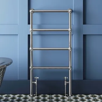 Gibraltar Floor Standing Traditional Chrome Heated Towel Rail 1200x600mm