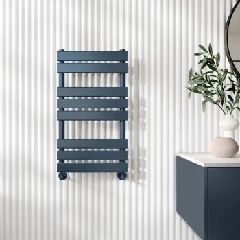 Santorini Inky Blue Flat Panel Heated Towel Rail 800x450mm