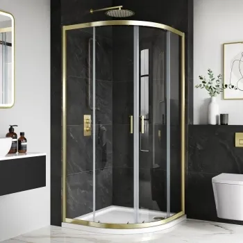 London Brushed Brass 6mm Quadrant Shower Enclosure 900x900mm