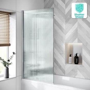 Geneva Fluted Effect Easy Clean 6mm Bath Screen - 800mm