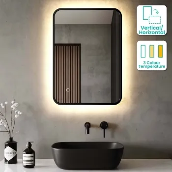 Mila Black Framed Backlit llluminated LED Mirror 700x500mm