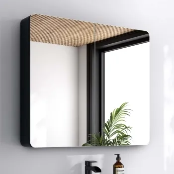 Aurora Matt Black Mirror Cabinet 700x800mm