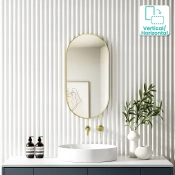 Adele Pill Brushed Brass Mirror 800x400mm