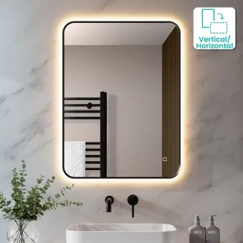 Nina Black Framed Backlit Illuminated LED Mirror 800x600mm