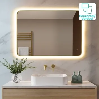 Nina Brushed Brass Backlit Illuminated LED Mirror 700x1000mm