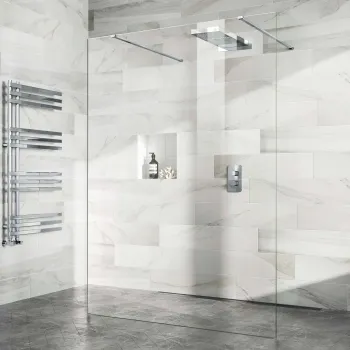 Copenhagen Easy Clean 8mm Walk Through Wet Room Shower Glass Panel 1400mm