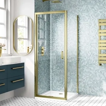 London Brushed Brass 6mm Bifold Shower Enclosure 700x700mm