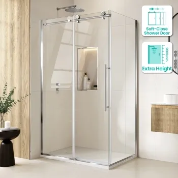 Prague 8mm Soft Closing Sliding Shower Enclosure 1200x800mm