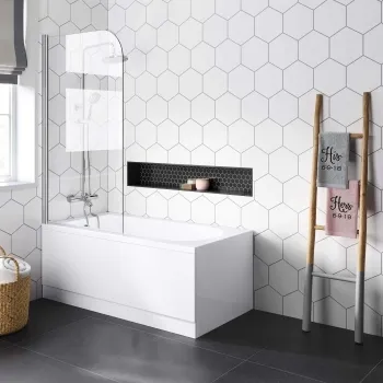 Stafford 1400x700 Round Shower Bath & 6mm Easy Clean Screen