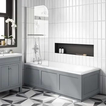 Warwick 1700x700 Traditional Shower Bath & 6mm Easy Clean Screen with Rail