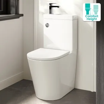 Loma 2-In-1 Combined Wash Basin & Rimless Comfort Height Toilet With Premium Soft Close Seat