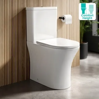 Brooklyn Rimless Comfort Height Close Coupled Toilet With Soft Close Seat