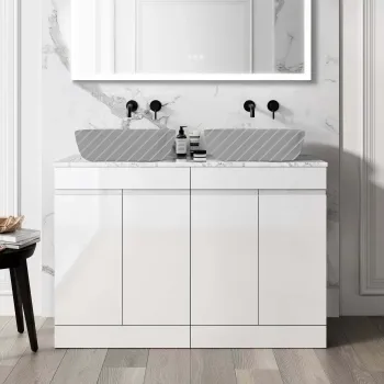 Trent Gloss White Cabinet with Marble Top 1200mm - Excludes Counter Top Basins