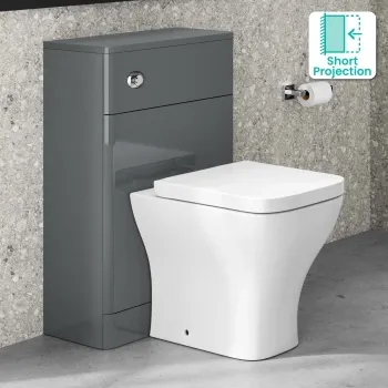 Corsica Curved Storm Grey Slimline Back To Wall Unit and Atlanta Toilet