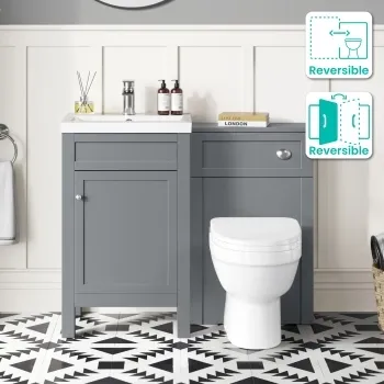 Bermuda Dove Grey Combination Vanity Basin and Seattle Toilet 1000mm