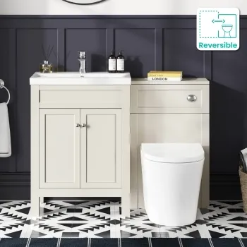 Bermuda Chalk White Combination Vanity Basin and Boston Toilet 1100mm