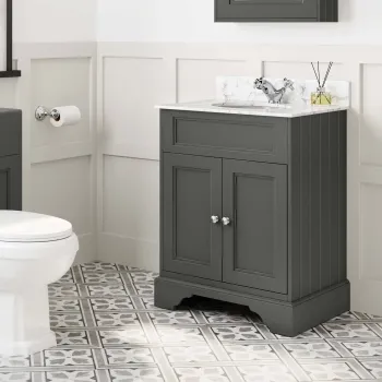 Lucia Graphite Grey Vanity with Marble Top & Undermount Basin 630mm