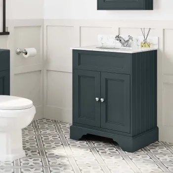 Lucia Inky Blue Vanity with Marble Top & Undermount Basin 630mm