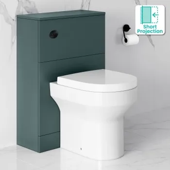 Midnight Green Slimline Back To Wall Unit and Denver Toilet - Black Accents