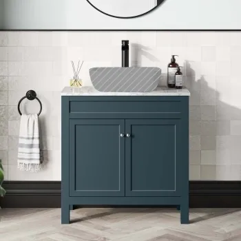 Bermuda Inky Blue Cabinet with Marble Top 800mm - Excludes Counter Top Basin