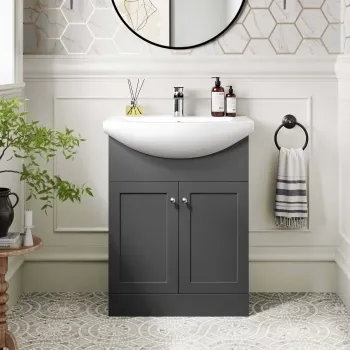 Capri Slate Grey Vanity with Semi Recessed Basin 650mm - Chrome Handles