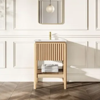 Maru Oak Wood Grain Vanity Unit 600mm