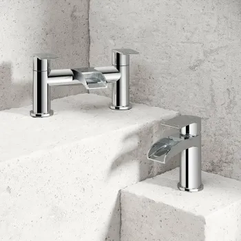 Eden Chrome Waterfall Basin & Bath Mixer Tap Set