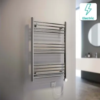 Barcelona Electric Chrome Straight Heated Towel Rail 1000x600mm