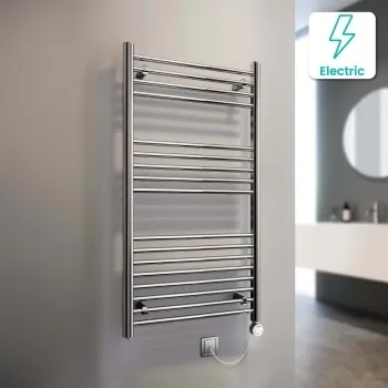 Barcelona Electric Chrome Straight Heated Towel Rail 1200x600mm