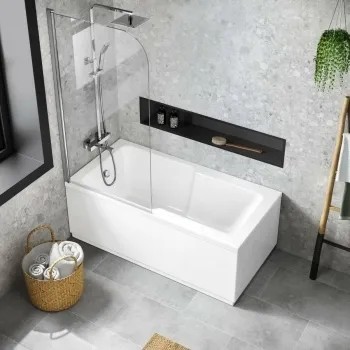 Dover 1600x750 Keyhole Shower Bath & 6mm Easy Clean Screen