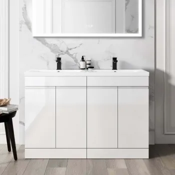 Trent Gloss White Double Basin Vanity 1200mm