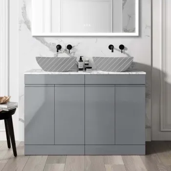 Trent Stone Grey Cabinet with Marble Top 1200mm - Excludes Counter Top Basins