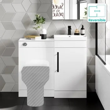 Avon Gloss White Basin Vanity and Back To Wall Unit 950mm - Black Accents