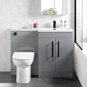 Avon Stone Grey Combination Vanity Basin and Aruba Toilet 1100mm - Black Accents - Right Handed