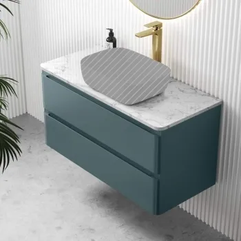 Corsica Midnight Green Drawer Vanity with Marble Top 1000mm - Excludes Counter Top Basin