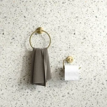 Sofia Brushed Brass Toilet Roll Holder & Towel Ring