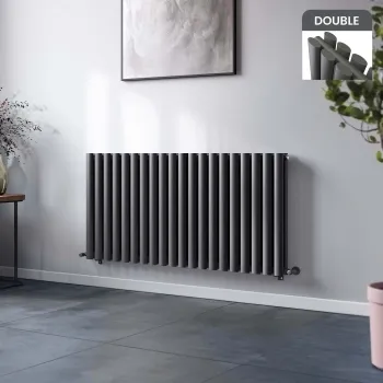 Marbella Anthracite Double Oval Panel Radiator 600x1200mm