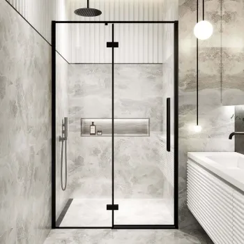 Helsinki Matt Black Premium Easy Clean 8mm Hinged Shower Door 1200mm