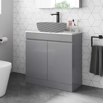 Trent Stone Grey Cabinet with Marble Top 800mm - Excludes Counter Top Basin