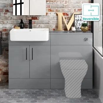 Harper Stone Grey Basin Vanity and Back To Wall Toilet Unit 1200mm - Black Accents