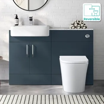 Harper Navy Blue Combination Vanity Basin with Marble Top & Tucson Toilet 1200mm