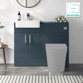 Harper Navy Blue Basin Vanity and Back To Wall Toilet Unit 1000mm - Excludes Toilet