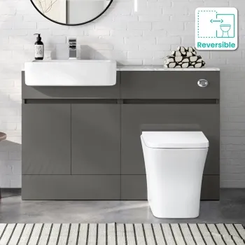 Foster Tungsten Grey Combination Vanity Basin with Marble Top & Houston Toilet 1200mm