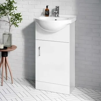 Quartz Gloss White Cloakroom Vanity with Semi Recessed Basin 450mm