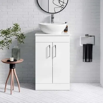 Mersey Gloss White Vanity with Oval Basin 500mm