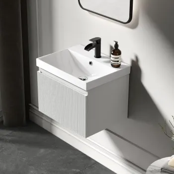 Malta Fluted Coastal White Wall Hung Basin Drawer Vanity 500mm