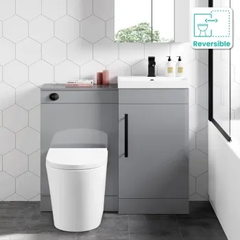 Avon Stone Grey Combination Vanity Basin and Boston Toilet 950mm - Black Accents