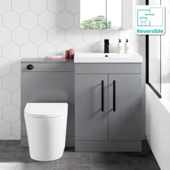 Avon Stone Grey Combination Vanity Basin and Boston Toilet 1100mm - Black Accents