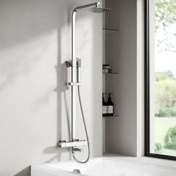 Skye Square Chrome Thermostatic Bath Filler Shower Set
